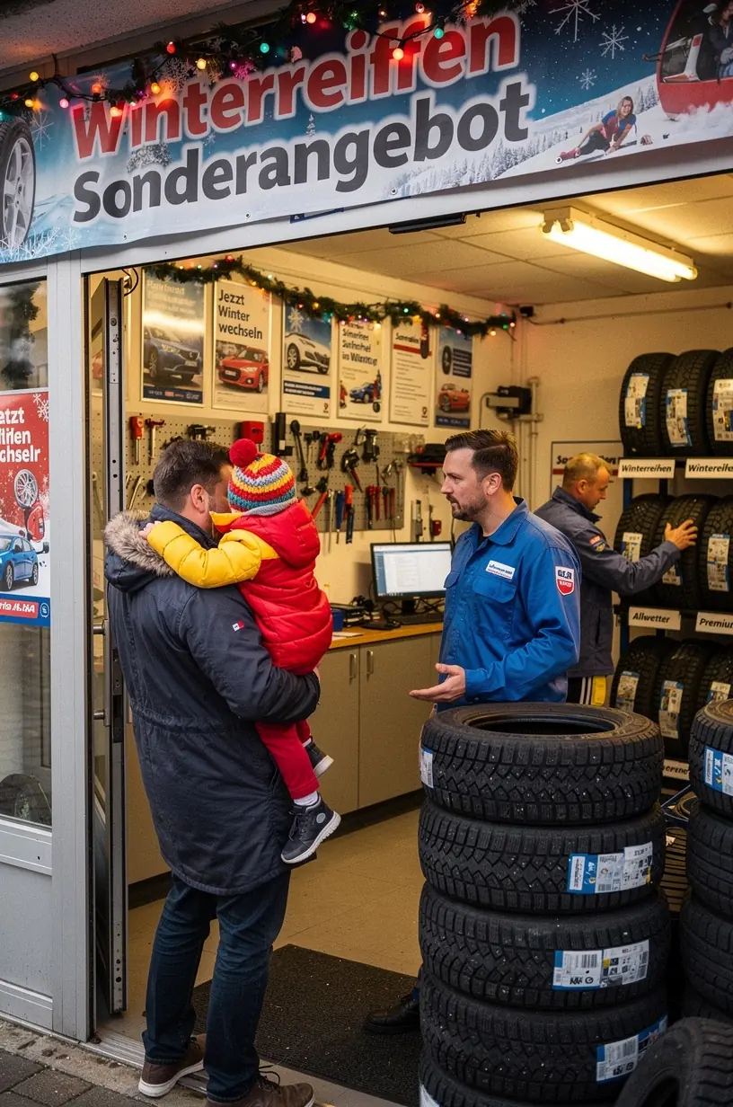 Techniker führt präzise Auswuchtung von Autoreifen mit hochwertigem Gerät durch.